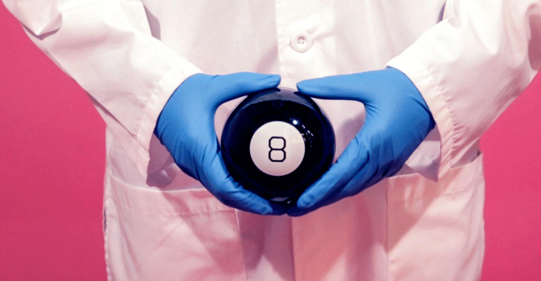 Scientist With Magic 8 Ball