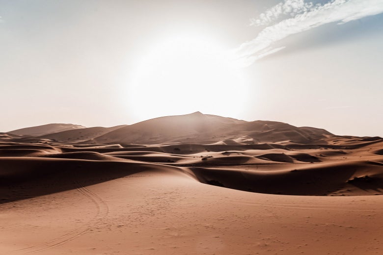 A barren desert landscape.