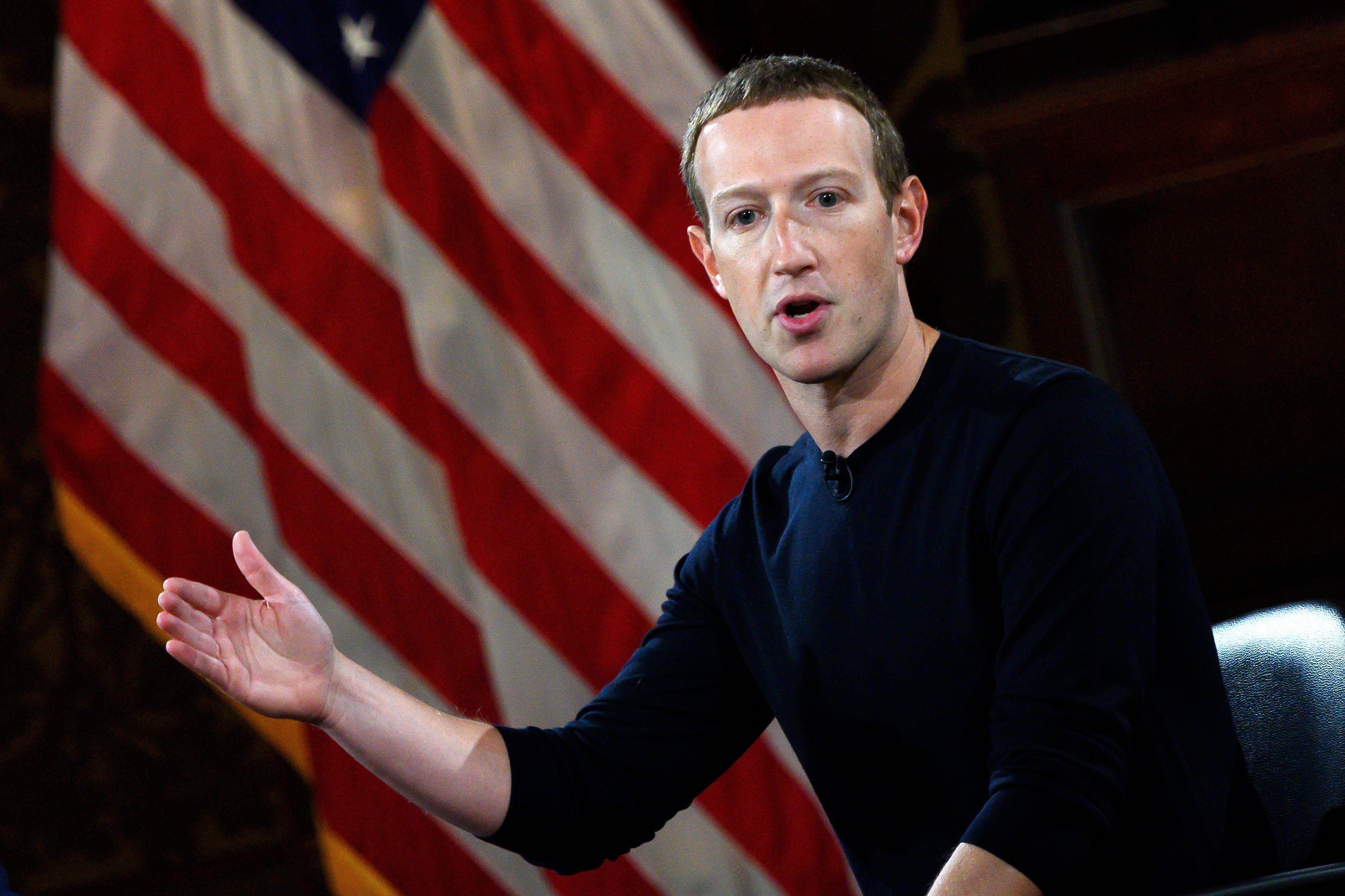 Facebook founder Mark Zuckerberg speaks at Georgetown University.