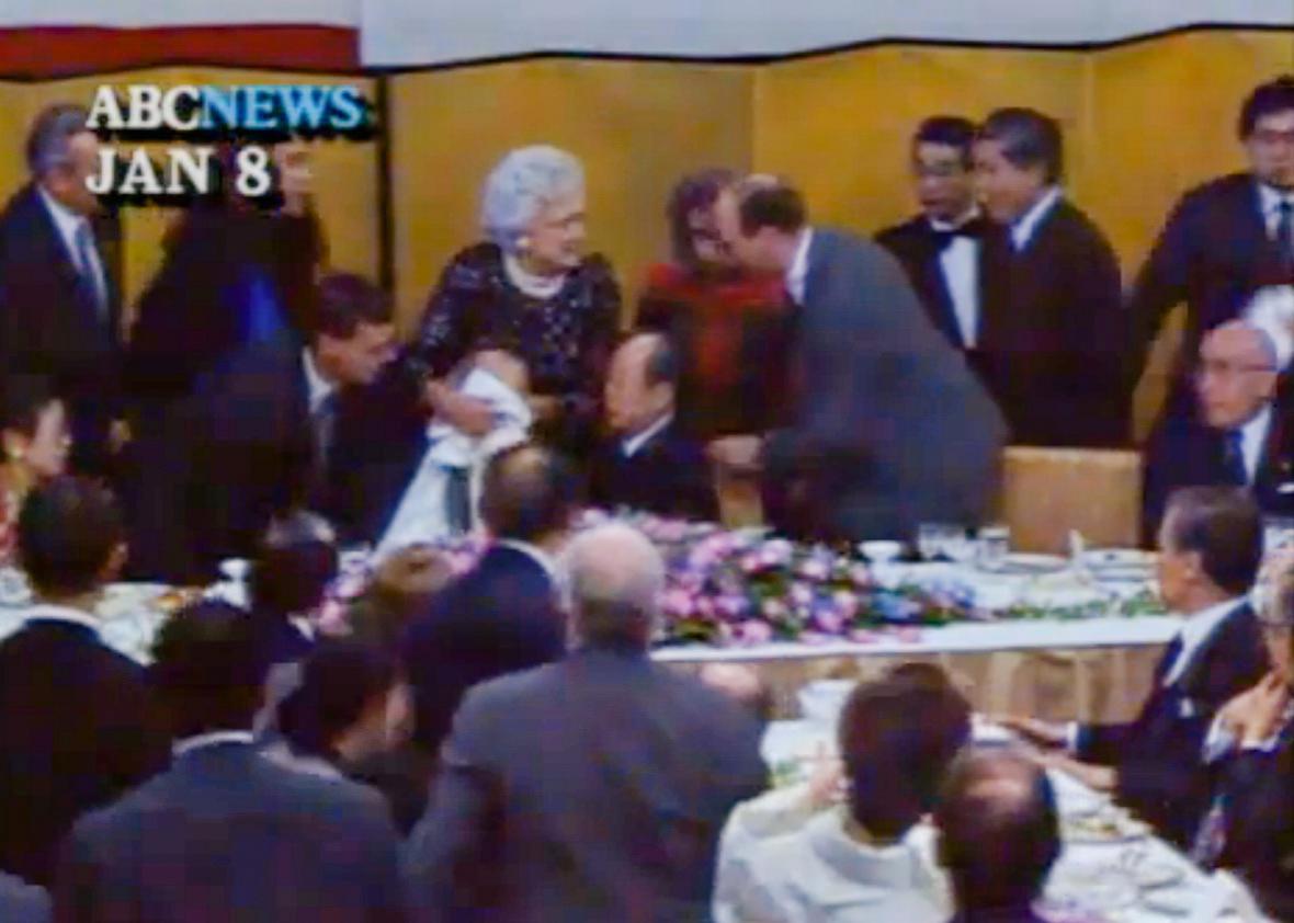 President H.W. Bush once vomited in the Japanese premier’s lap.