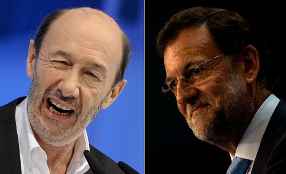 Alfredo Rubalcaba and Mariano Rajoy.