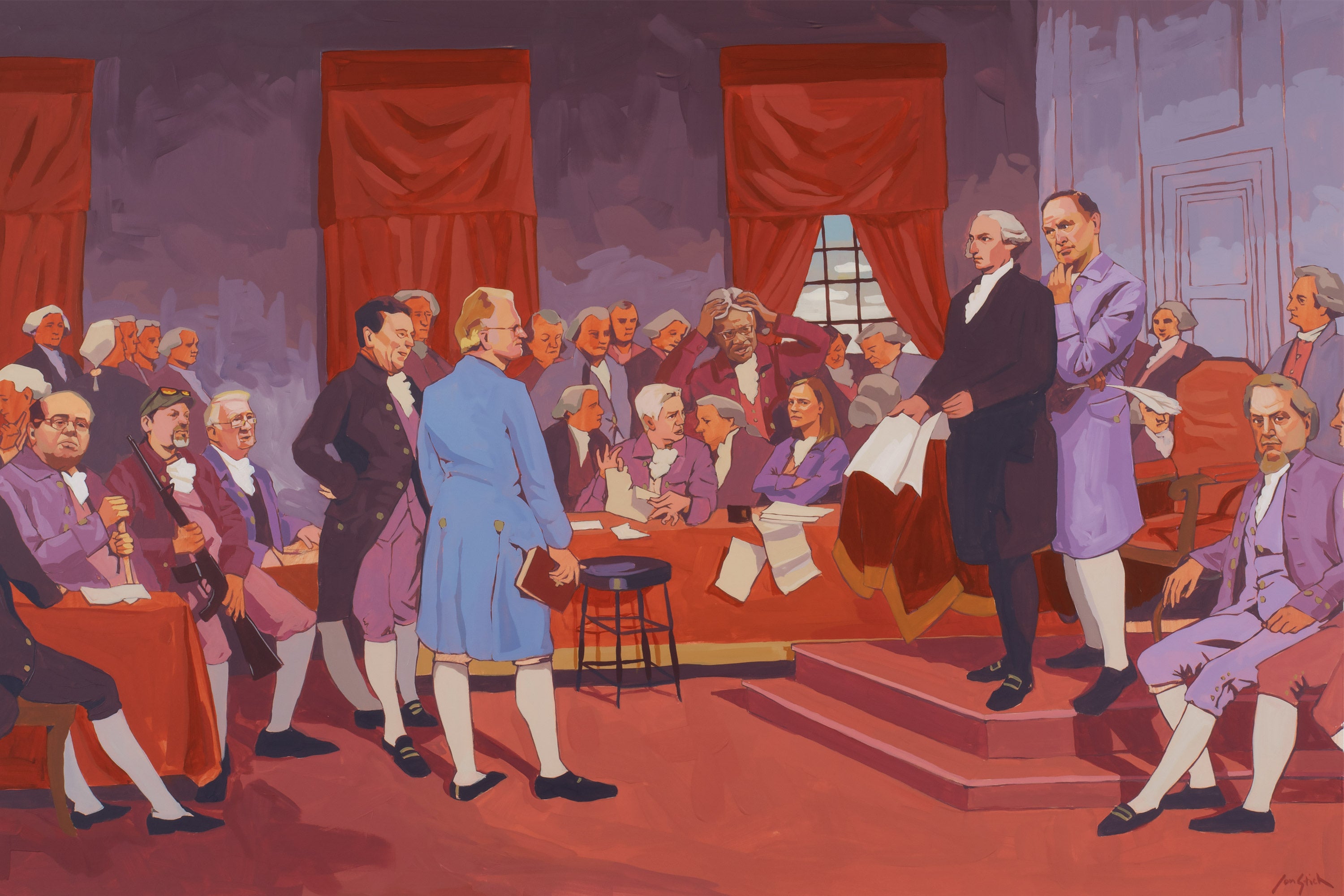 Painting of the founders of the constitution that now includes the current supreme court justices
