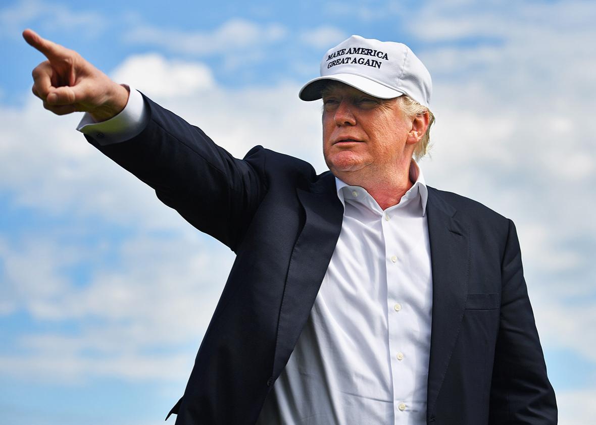 Presumptive Republican nominee for US president Donald Trump visits Trump International Golf Links on June 25, 2016 in Aberdeen, Scotland. 
