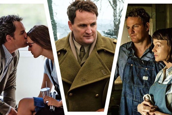 Three images of Jason Clarke in different movies.