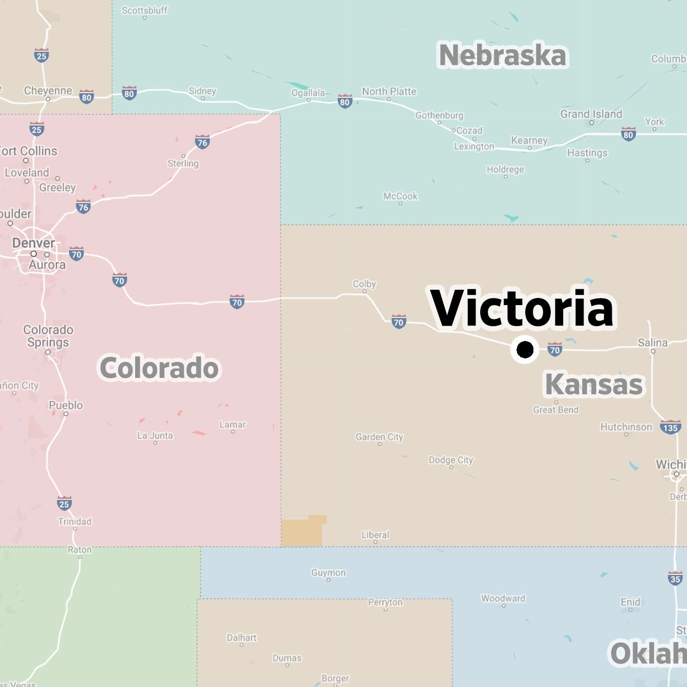 Map of Victoria, Kansas
