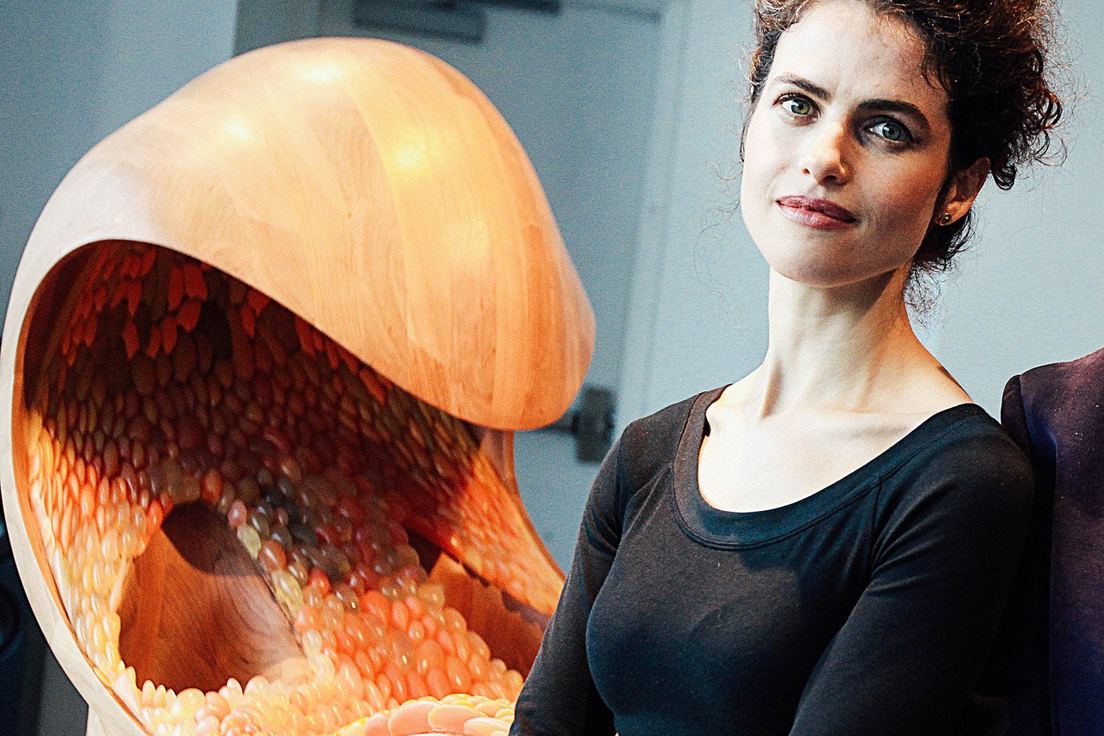Designer/artist/architect Neri Oxman in front of her piece.