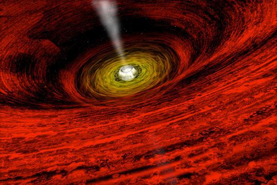 Artist's illustraton of the disk around a giant black hole.