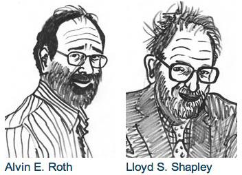 Illustrations of Alvin Roth and Lloyd Shapley