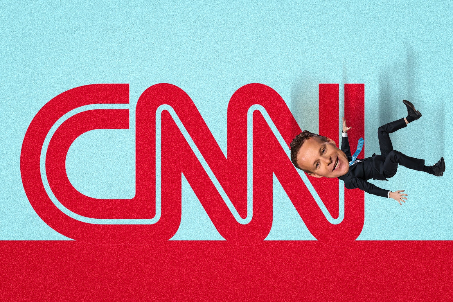 A photo illo of Licht falling, beside a big CNN logo.