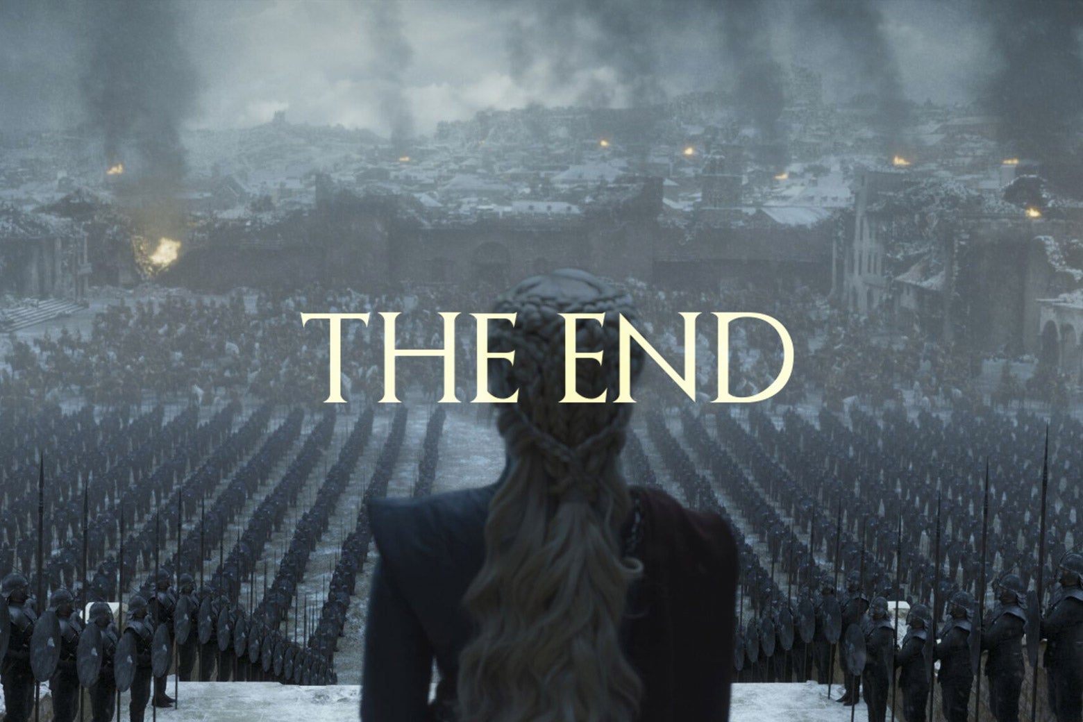 Game of Thrones still with The End written over it.