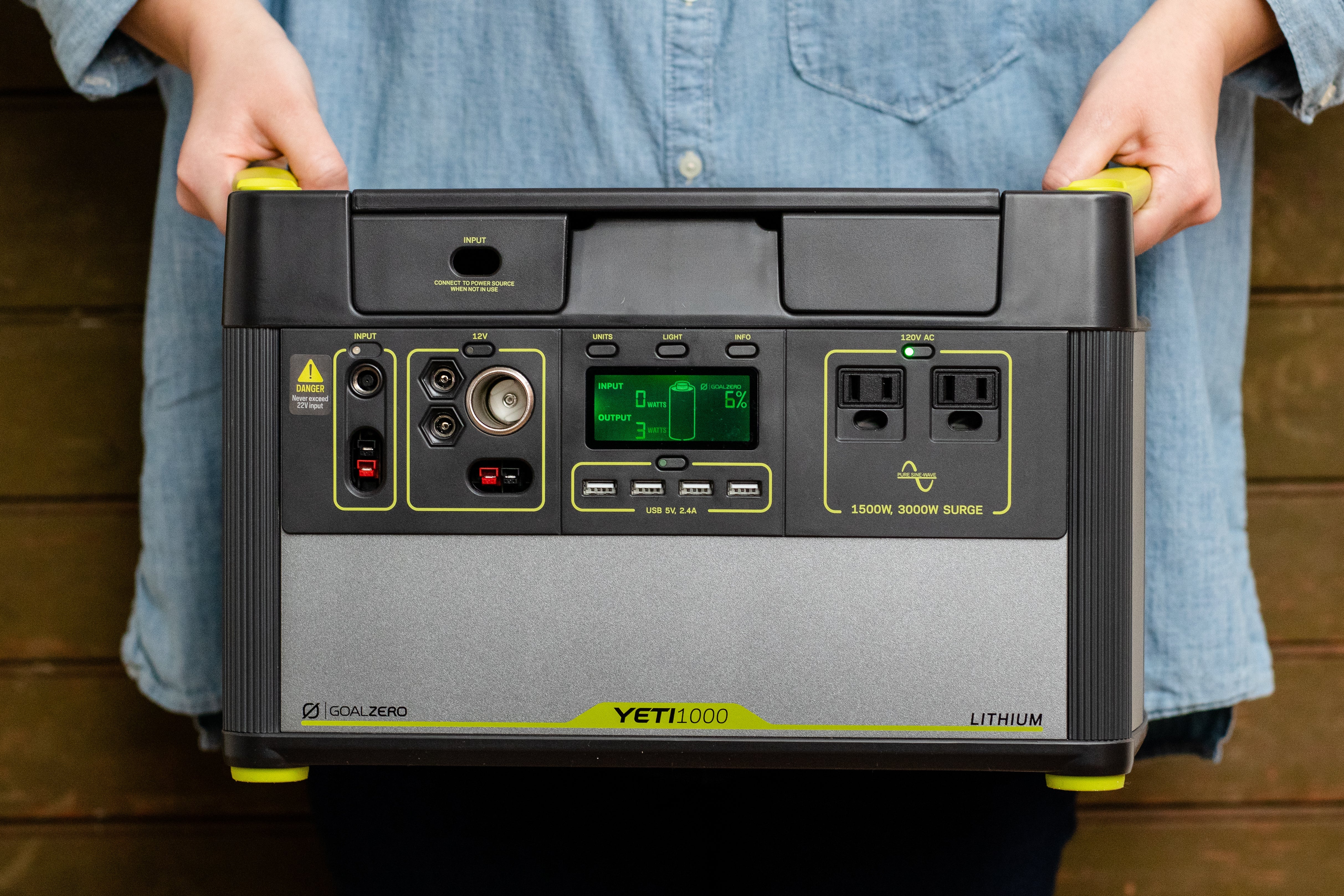 Person holding a GoalZero Yeti 1000
