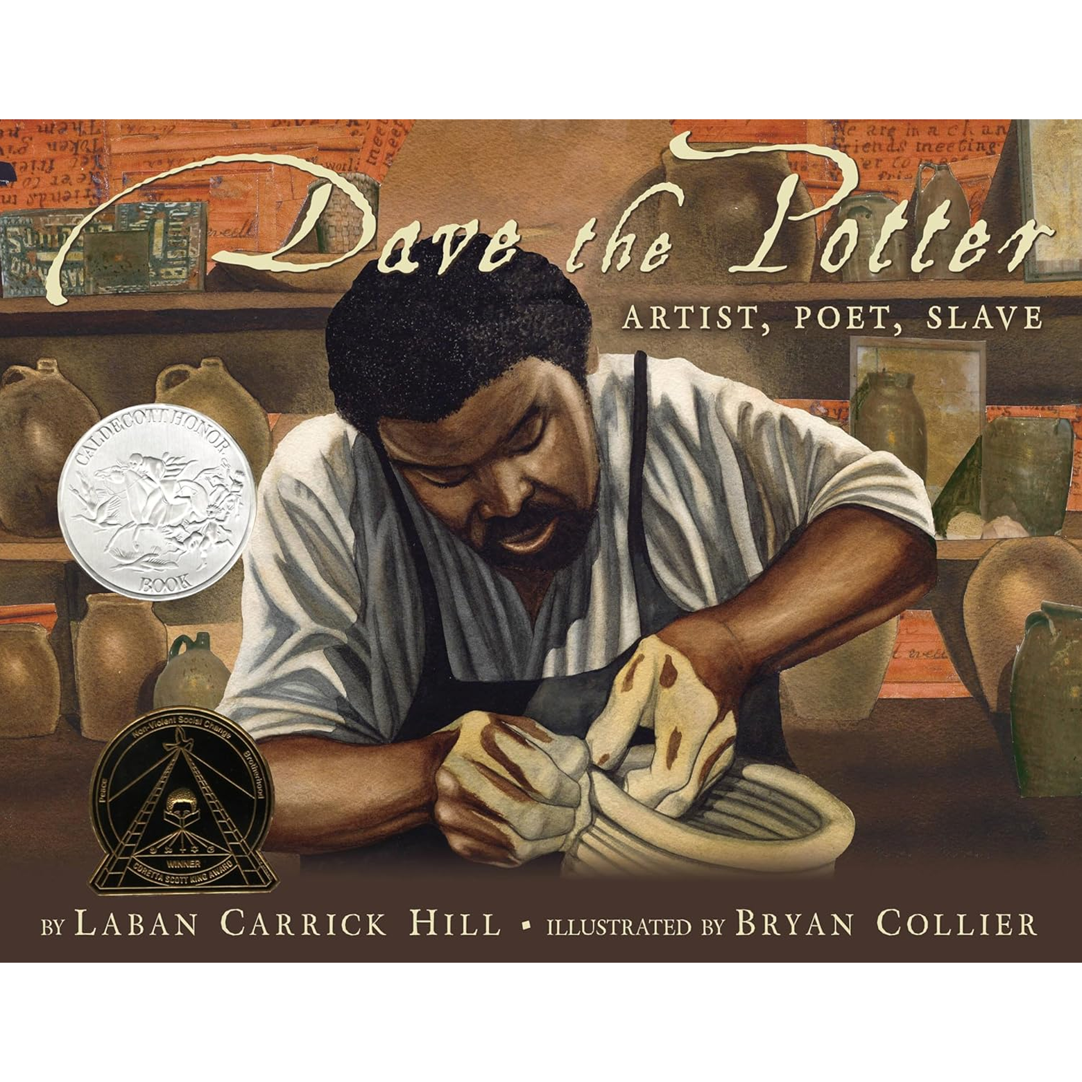 The cover of Dave the Potter, featuring a Black man working on pottery.