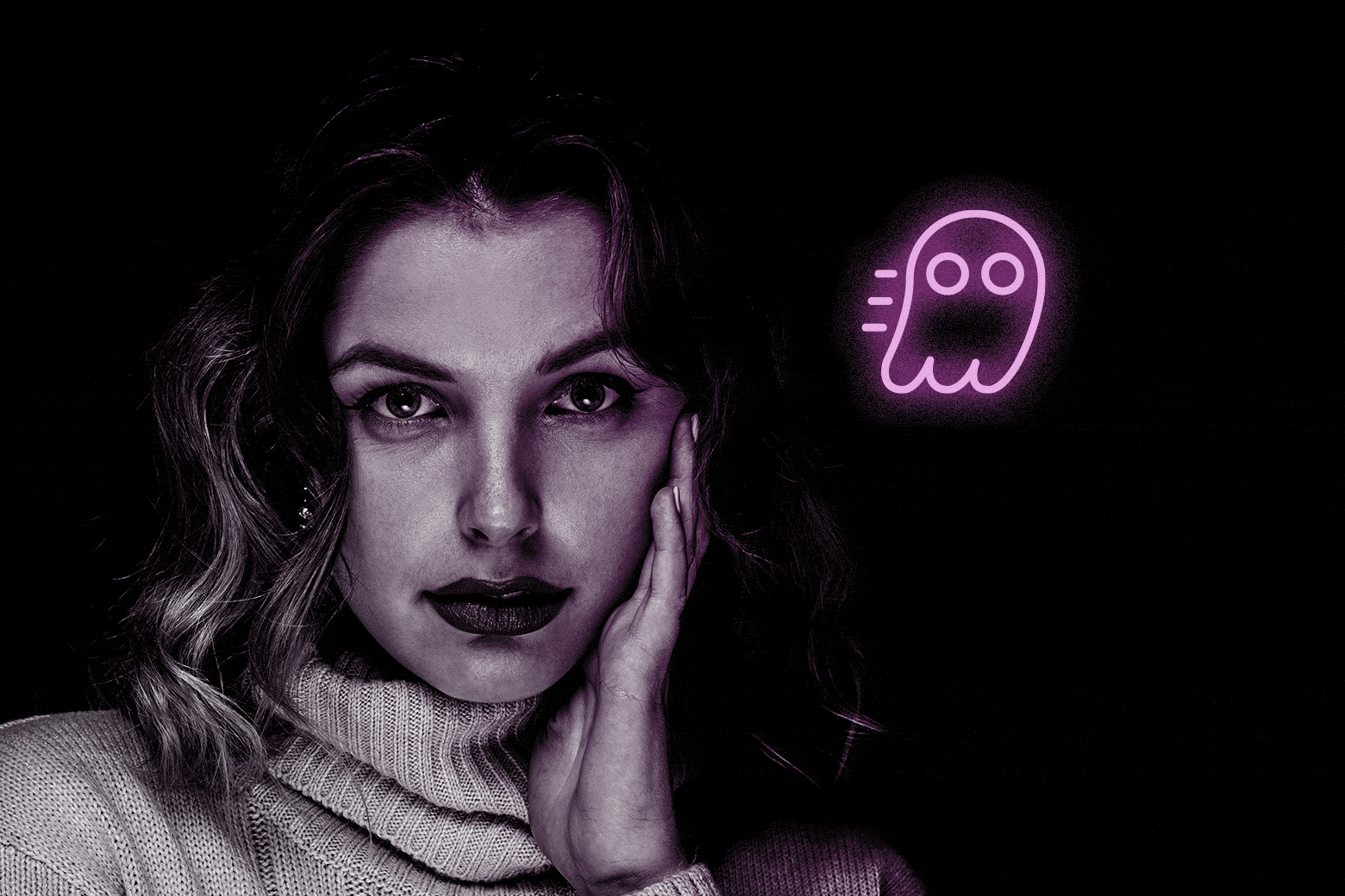 A woman and a ghost emoji.