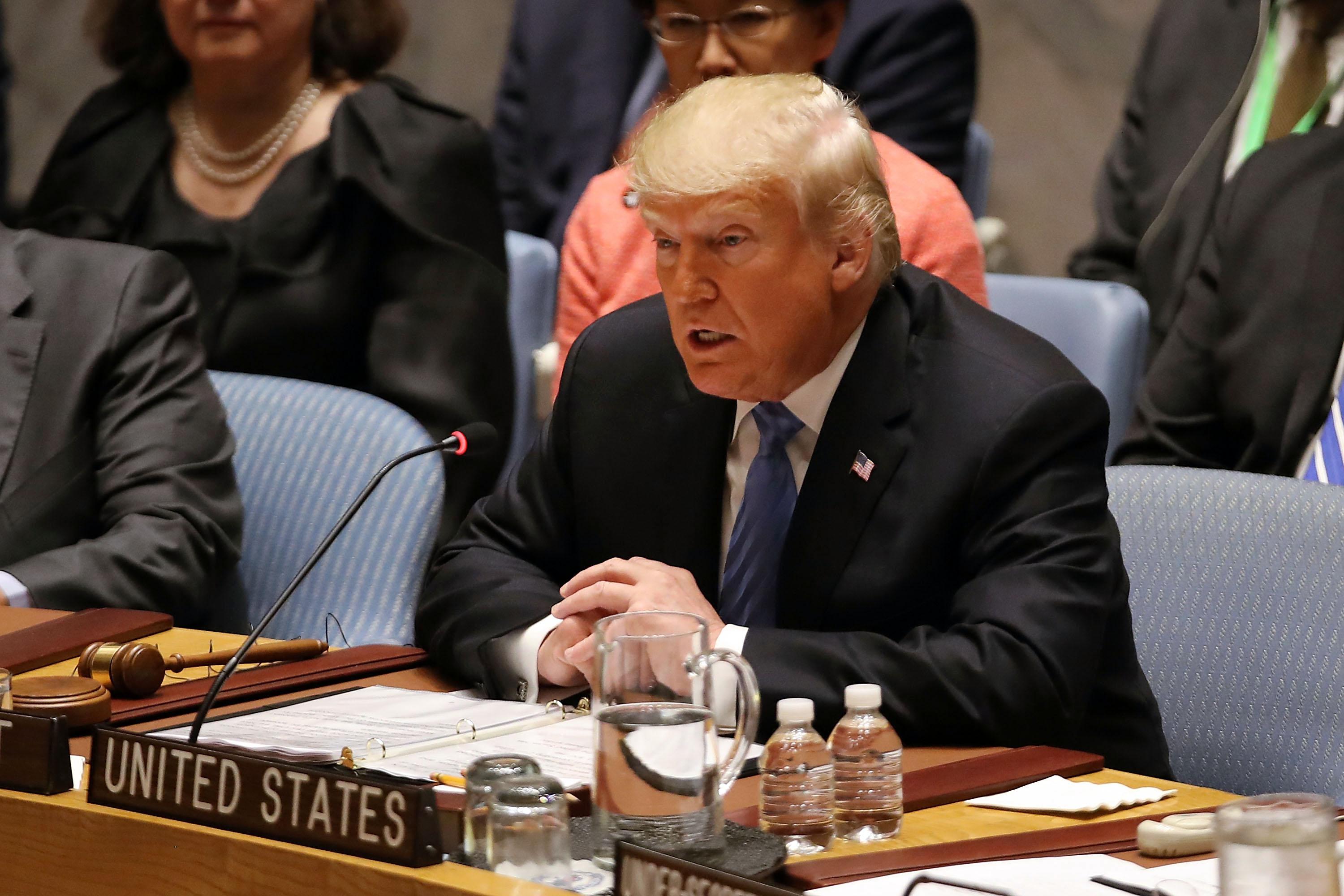 President Donald Trump chairs a United Nations Security Council meeting. 