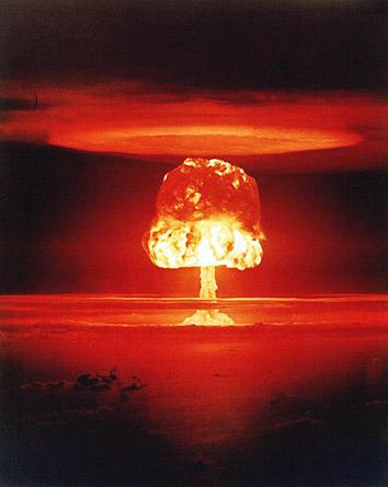 Nuclear weapon test Romeo (yield 11 Mt) on Bikini Atoll. The test was part of the Operation Castle.