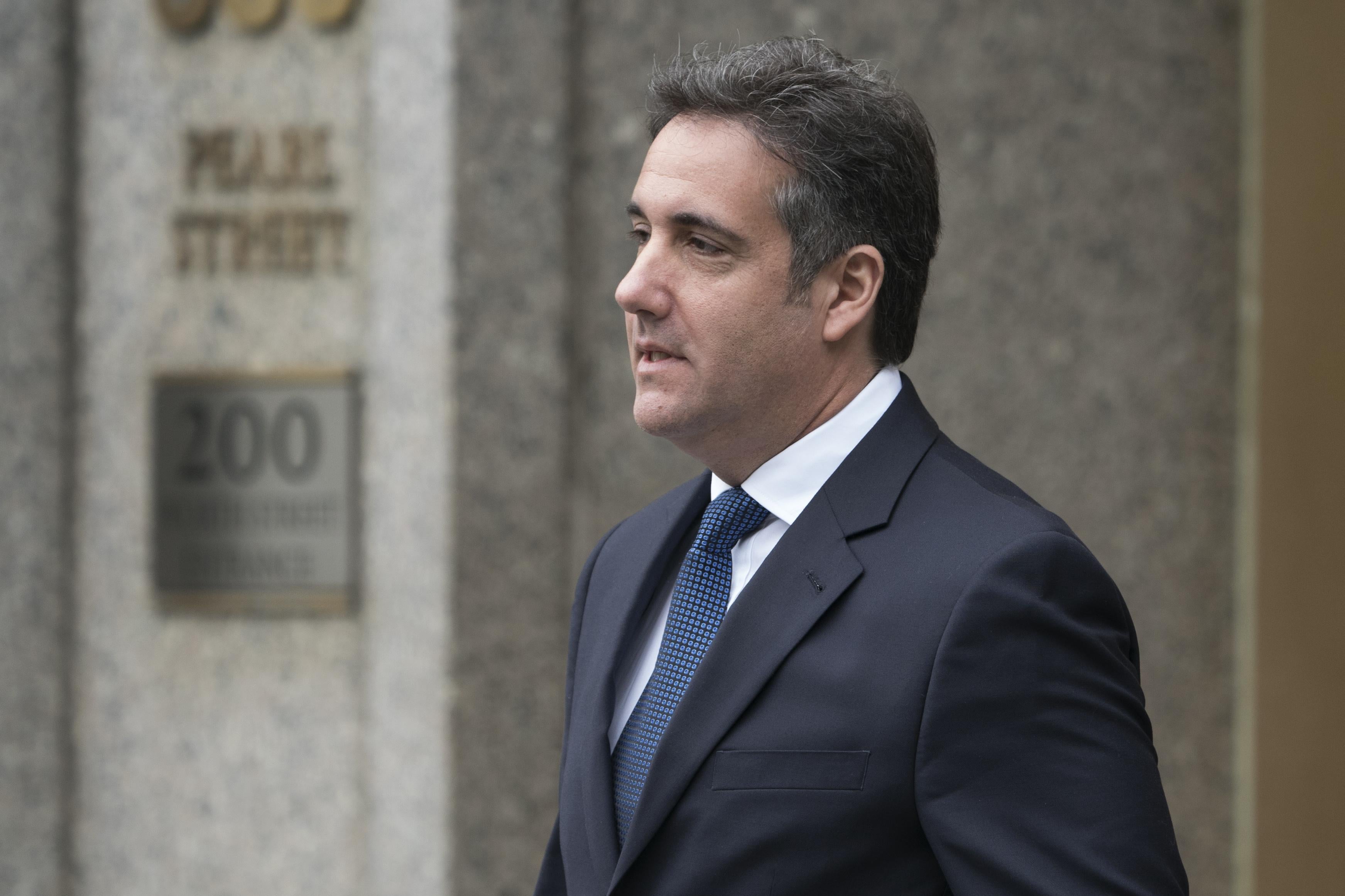 Michael Cohen leaves the United States District Court Southern District of New York on Wednesday in New York City. 
