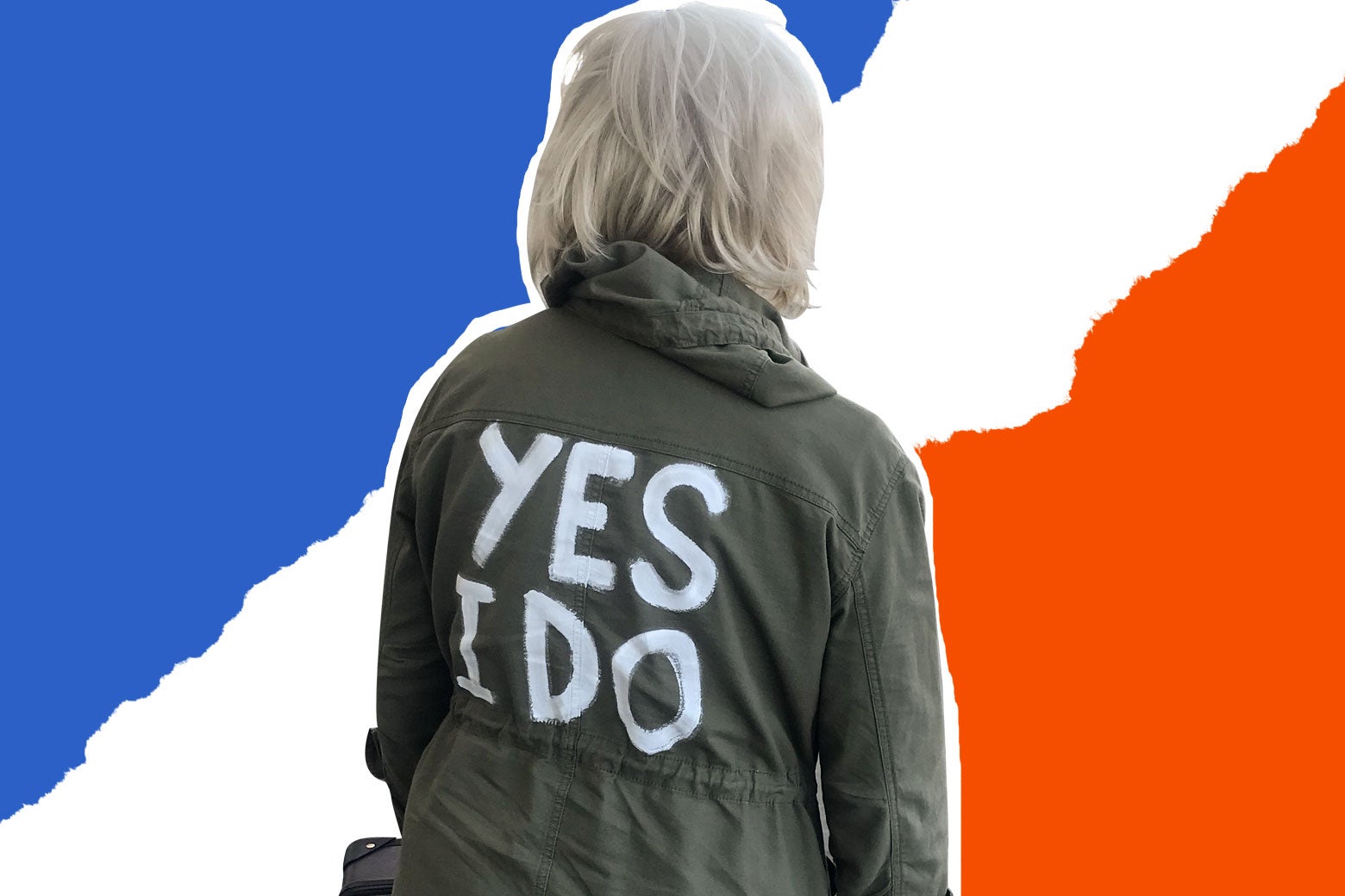The author in the “YES I DO” jacket that she canvasses in.