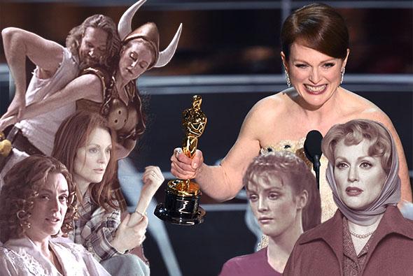 Julianne Moore in The Big Lebowski, Still Alice, Safe, As The World Turns, Far From Heaven, and at the 87th Oscars, February 22, 2015 in Hollywood, California. 