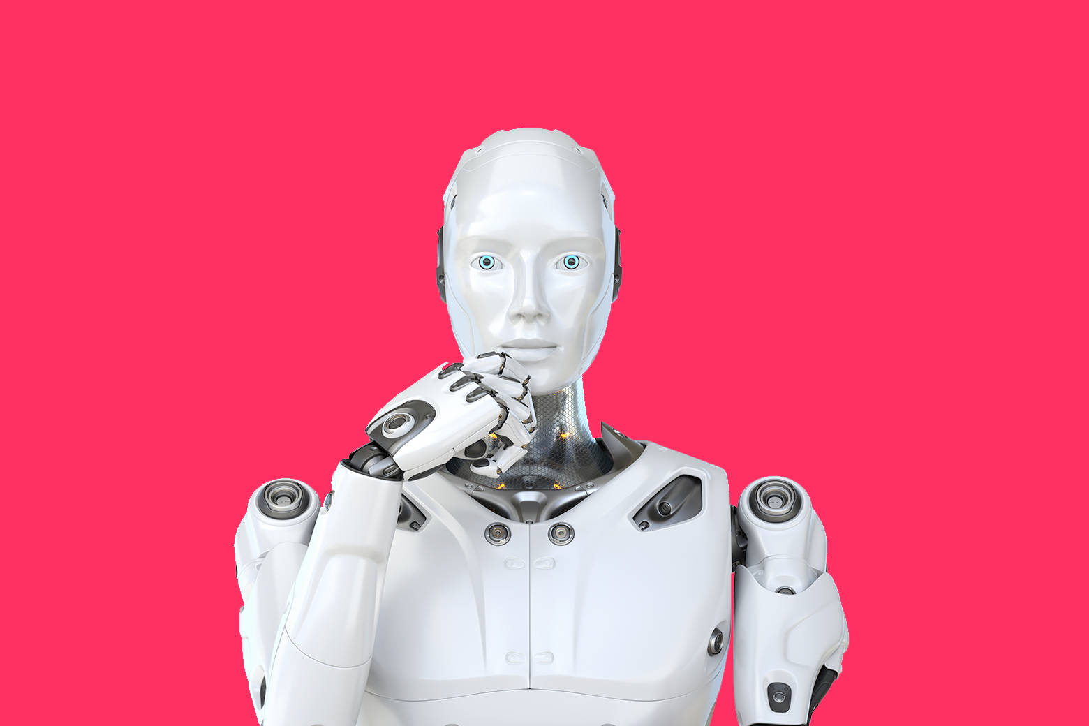Robot on a pink background.
