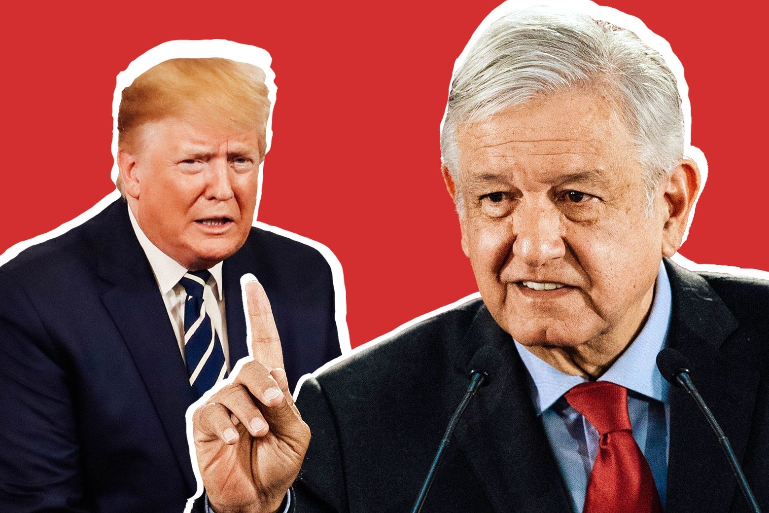 Photo illustration of Lopez Obrador and Donald Trump.