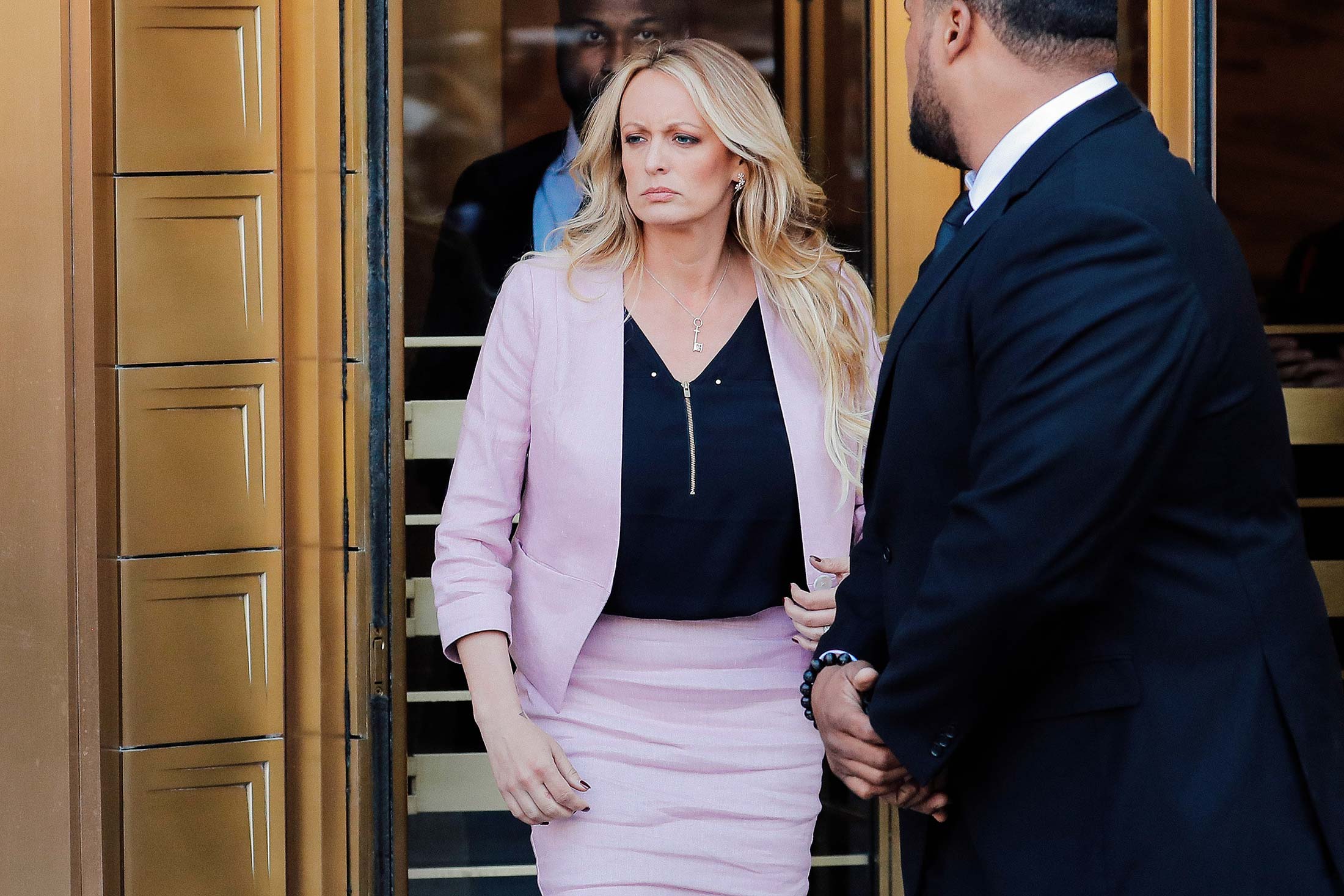 Adult-film actress Stephanie Clifford, also known as Stormy Daniels, departs federal court in the Manhattan borough of New York City, New York, U.S., April 16, 2018. 
