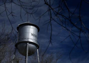 A view of the Marfa water tower on December 24, 2012 in Marfa, Texas. 