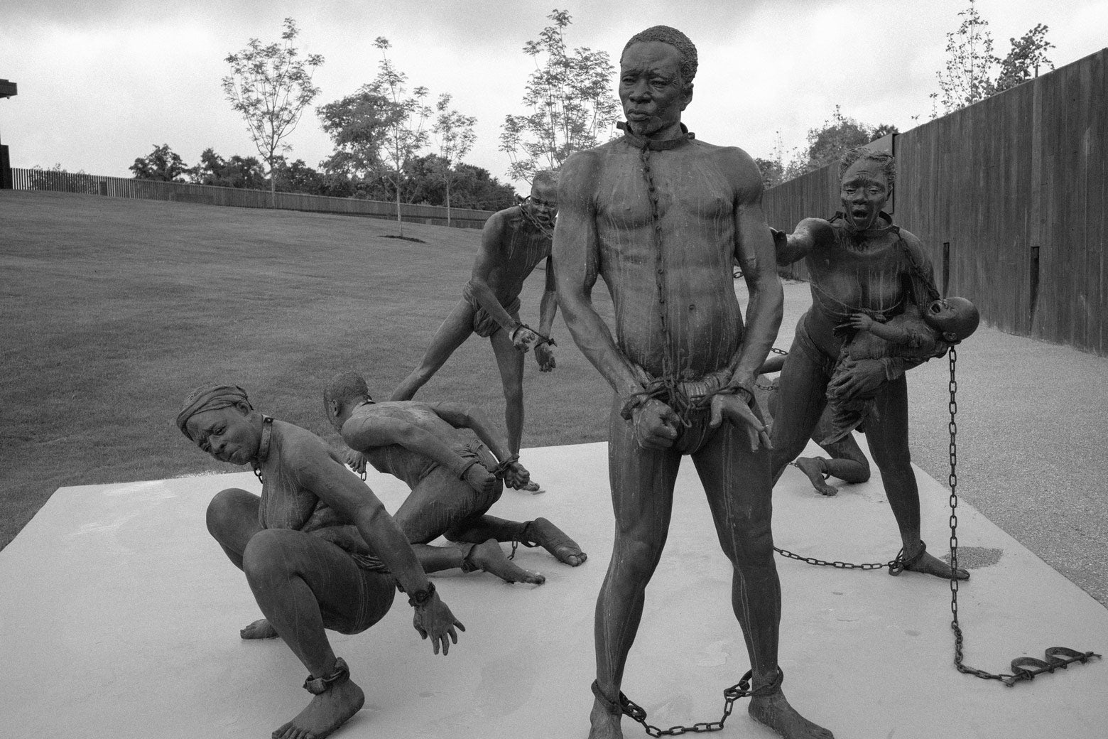 A sculpture depicting Africans captured into slavery.