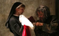Lily Rabe as Sister Eunice and Ian McShane as Leigh in 'American Horror Story: Asylum.'