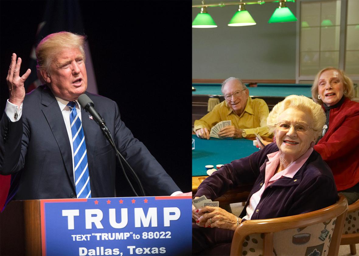 Trump and old ladies playing bridge.