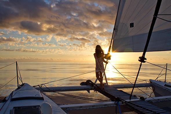 Maia at sunset on a calm day near New Caledonia.