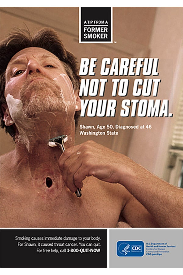 A man shaving around his stoma.