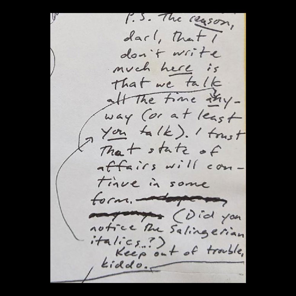 A note from Bailey to Elisha in her yearbook in which he addresses her as Elishapoo and draws a doodle of himself.