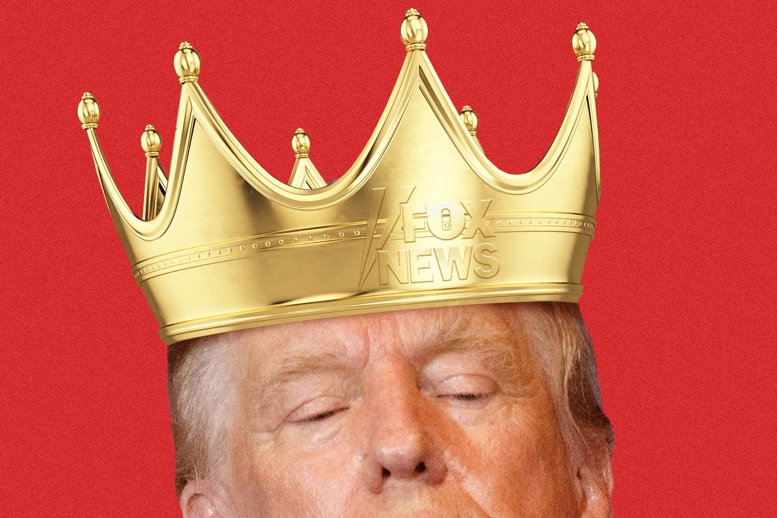 Donald Trump wearing a crown that says Fox News.