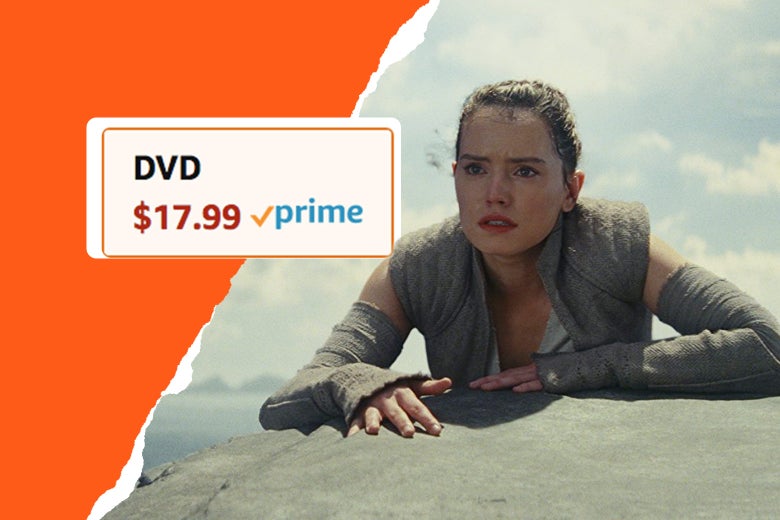 Photo illustration: Rey from Star Wars with a Prime-exclusive price tag.