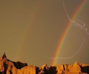 Double Rainbow And Lightning Fantastic Photo By Joan Wallner