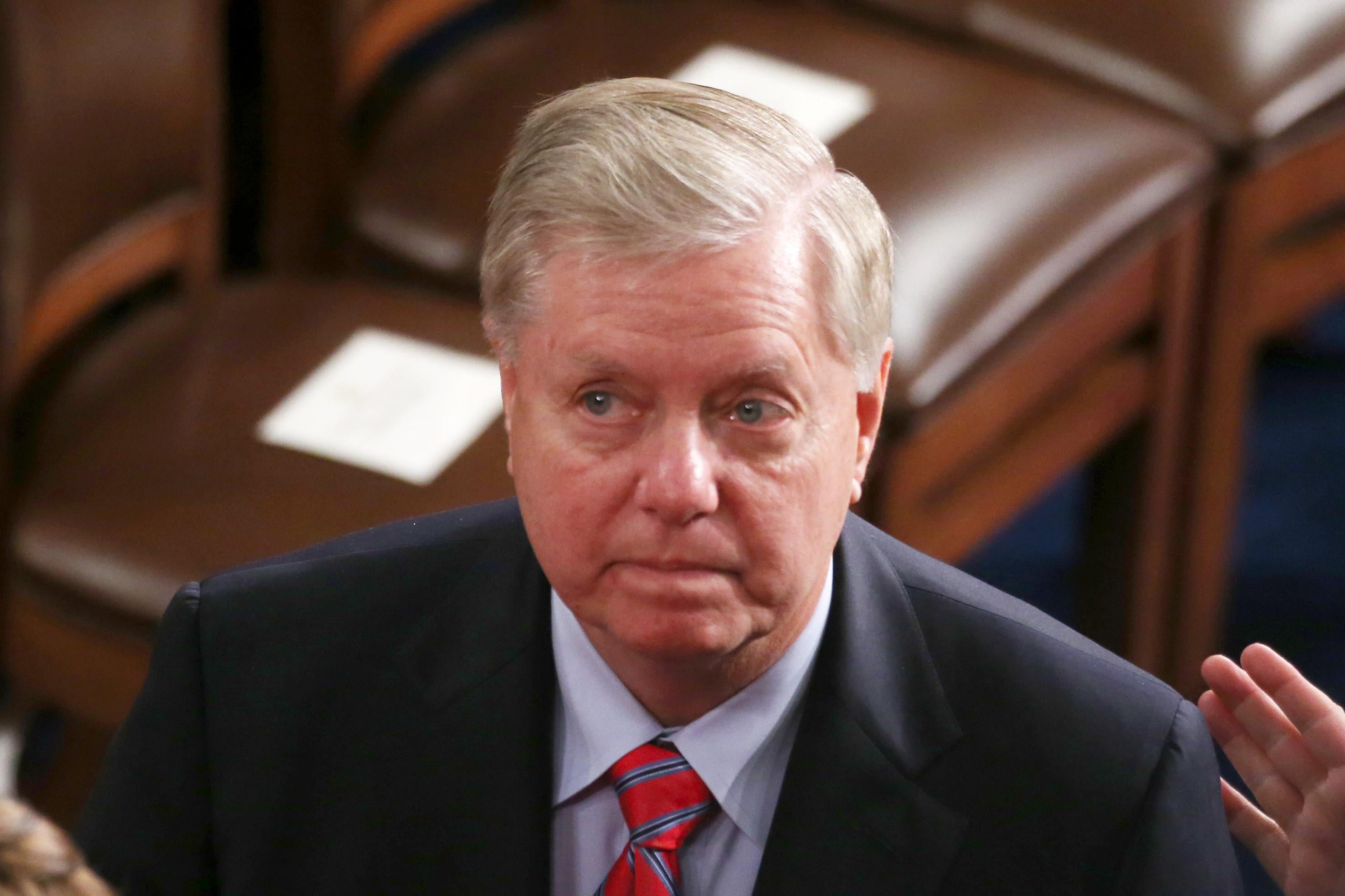 Sen. Lindsey Graham attends the State of the Union address in the chamber of the House of Representatives on February 4, 2020 in Washington, D.C.