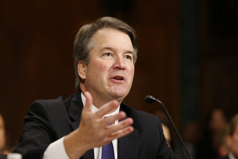 Brett Kavanaugh pictured during Senate Judiciary Committee hearing on his nomination to be an associate justice of the Supreme Court of the United States in 2018.