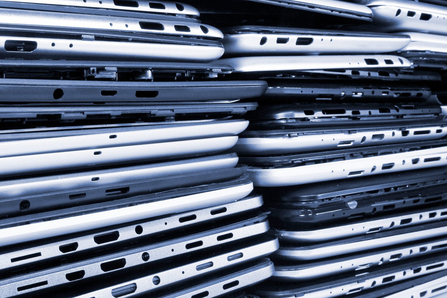 A large stack of tablets.