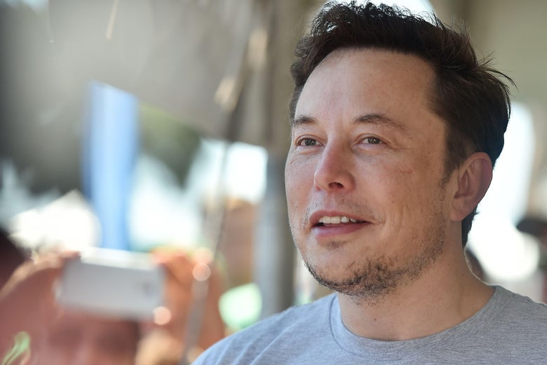 Elon Musk attends the 2018 SpaceX Hyperloop Pod Competition in Hawthorne, California on July 22, 2018.