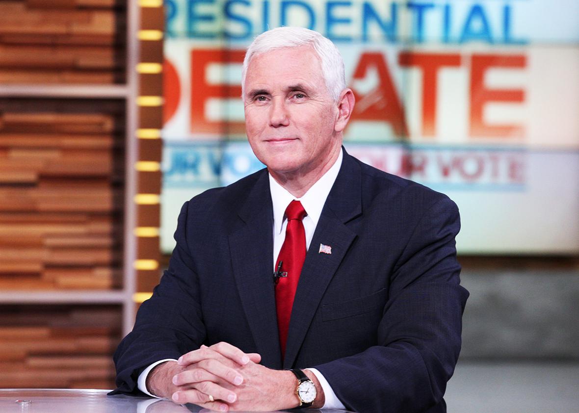 Republican vice presidential candidate Mike Pence discusses the first presidential debate on "Good Morning America," 9/27/16, airing on the ABC Television Network. 
