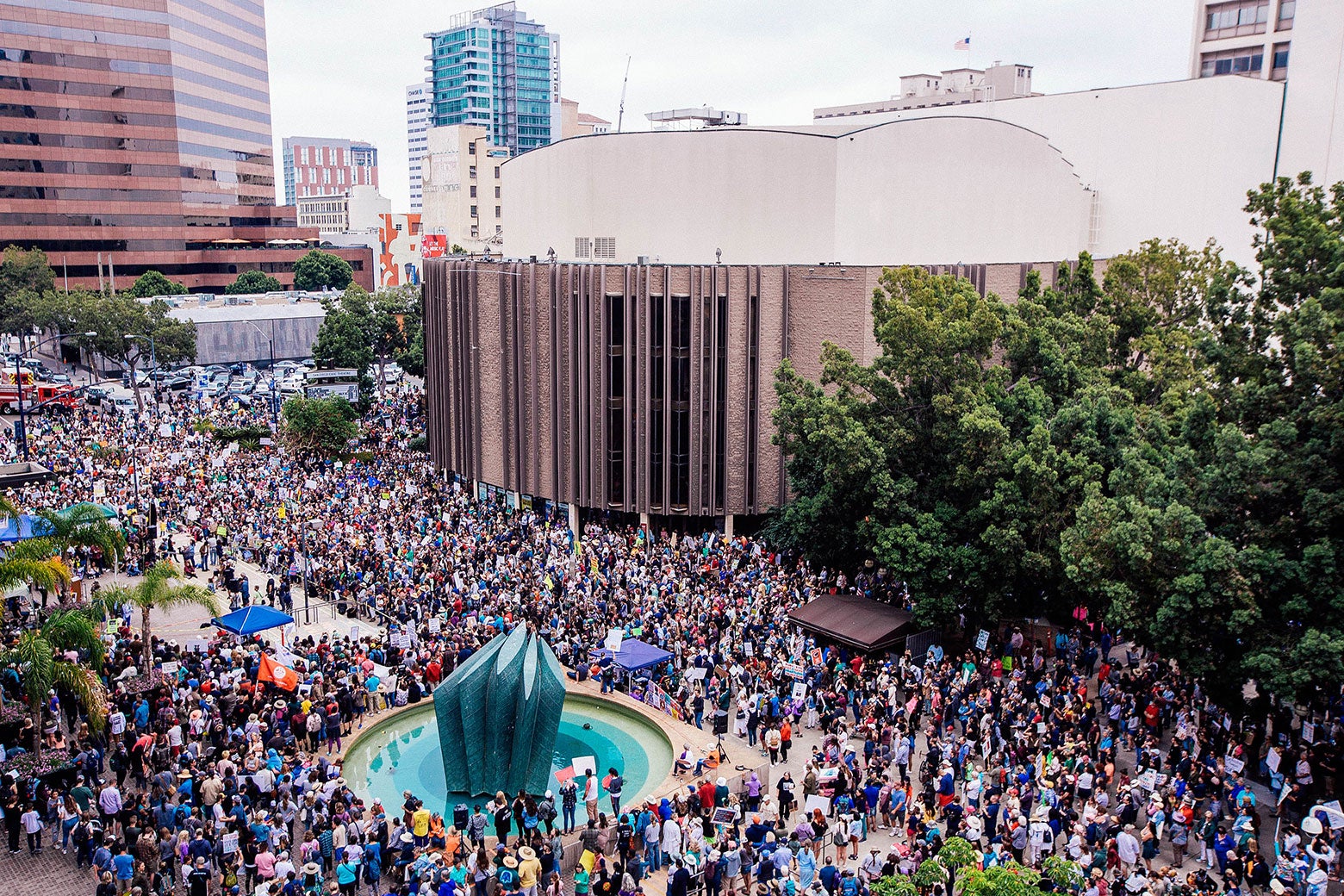 Family-separation protest at the San Diego Civic Center.