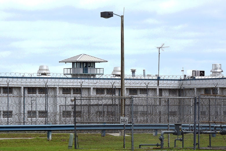 Tomoka Correctional Institution with barbed wire fencing. 