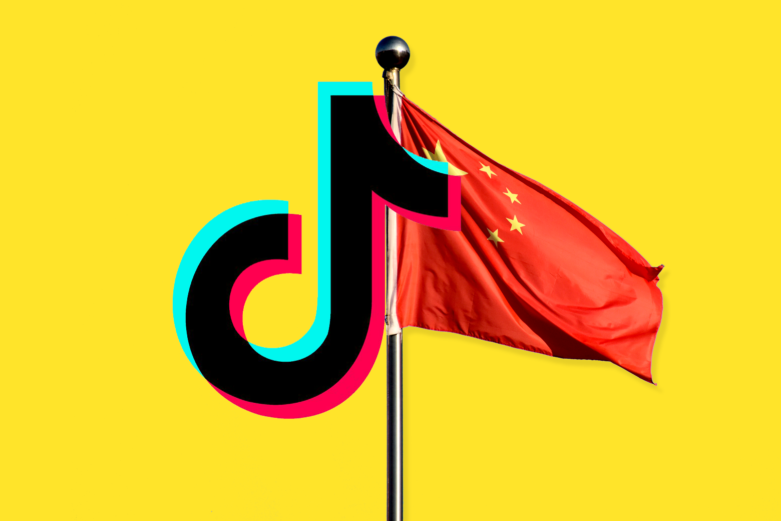 The TikTok logo and the China flag