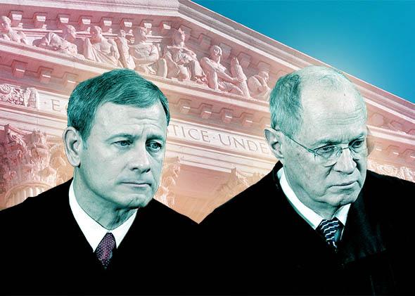 U.S. Supreme Court Chief Justice John Roberts (L) and Associate ,U.S. Supreme Court Chief Justice John Roberts (L) and Associate Justice Anthony Kennedy.