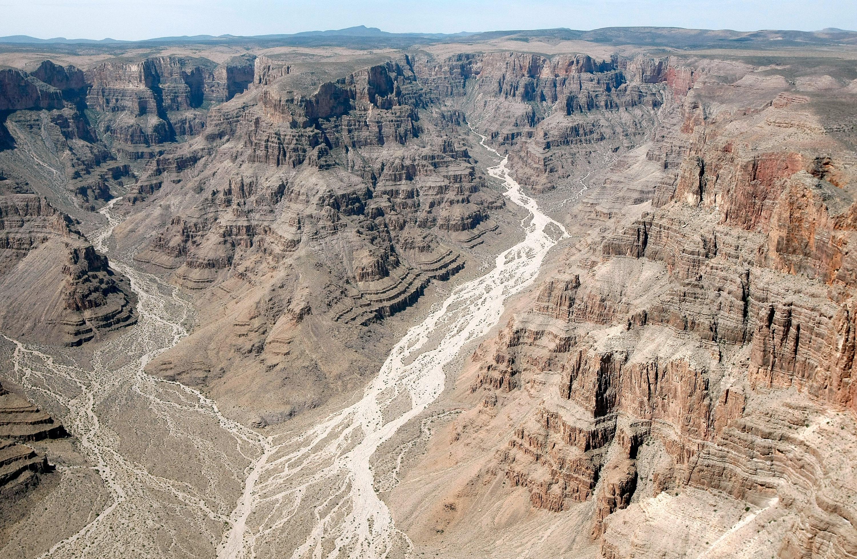 An aerial view of the Grand Canyon.