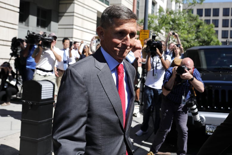 Michael Flynn outside a federal courthouse on July 10 in Washington. 