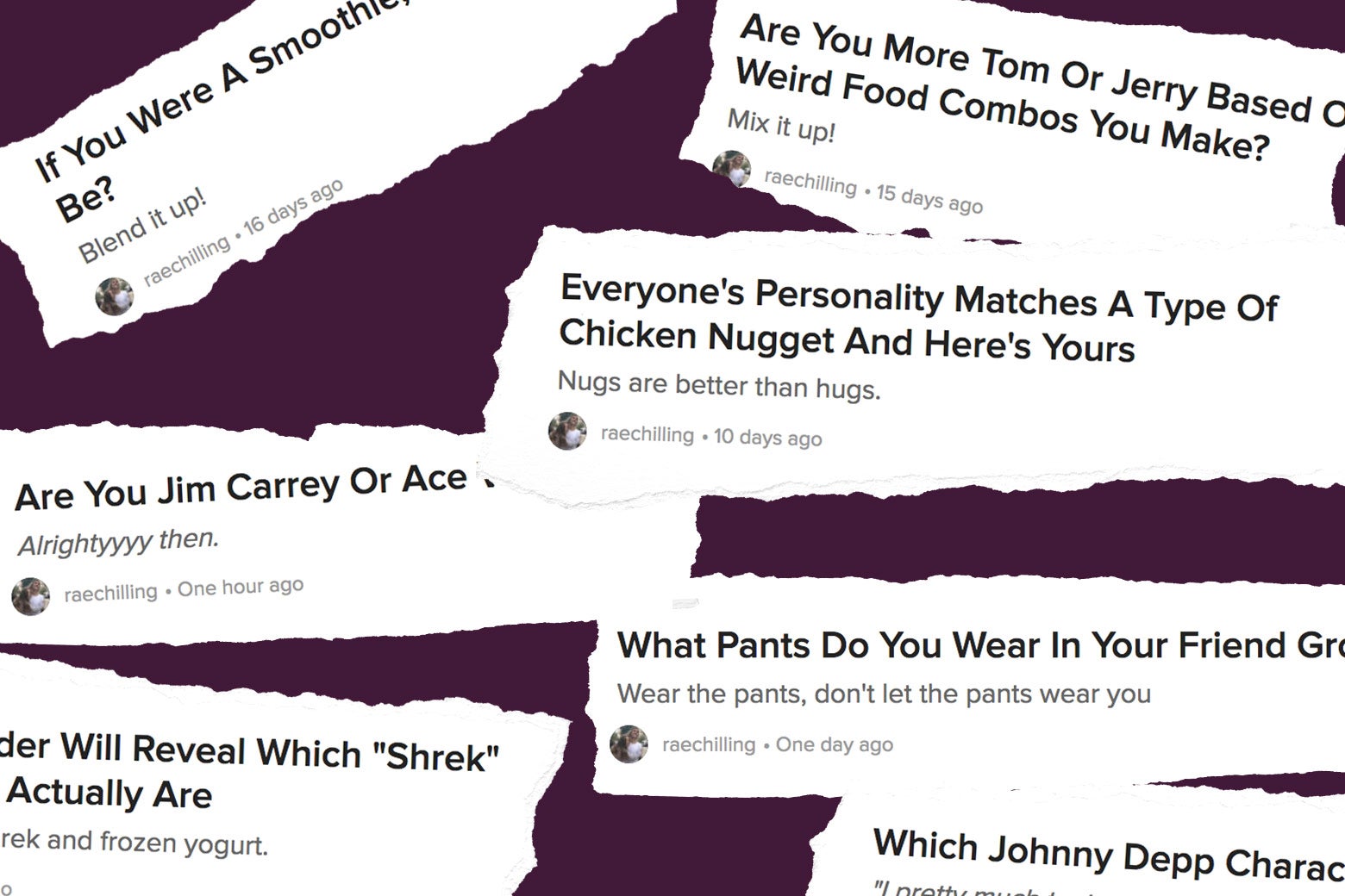 BuzzFeed quiz headlines.