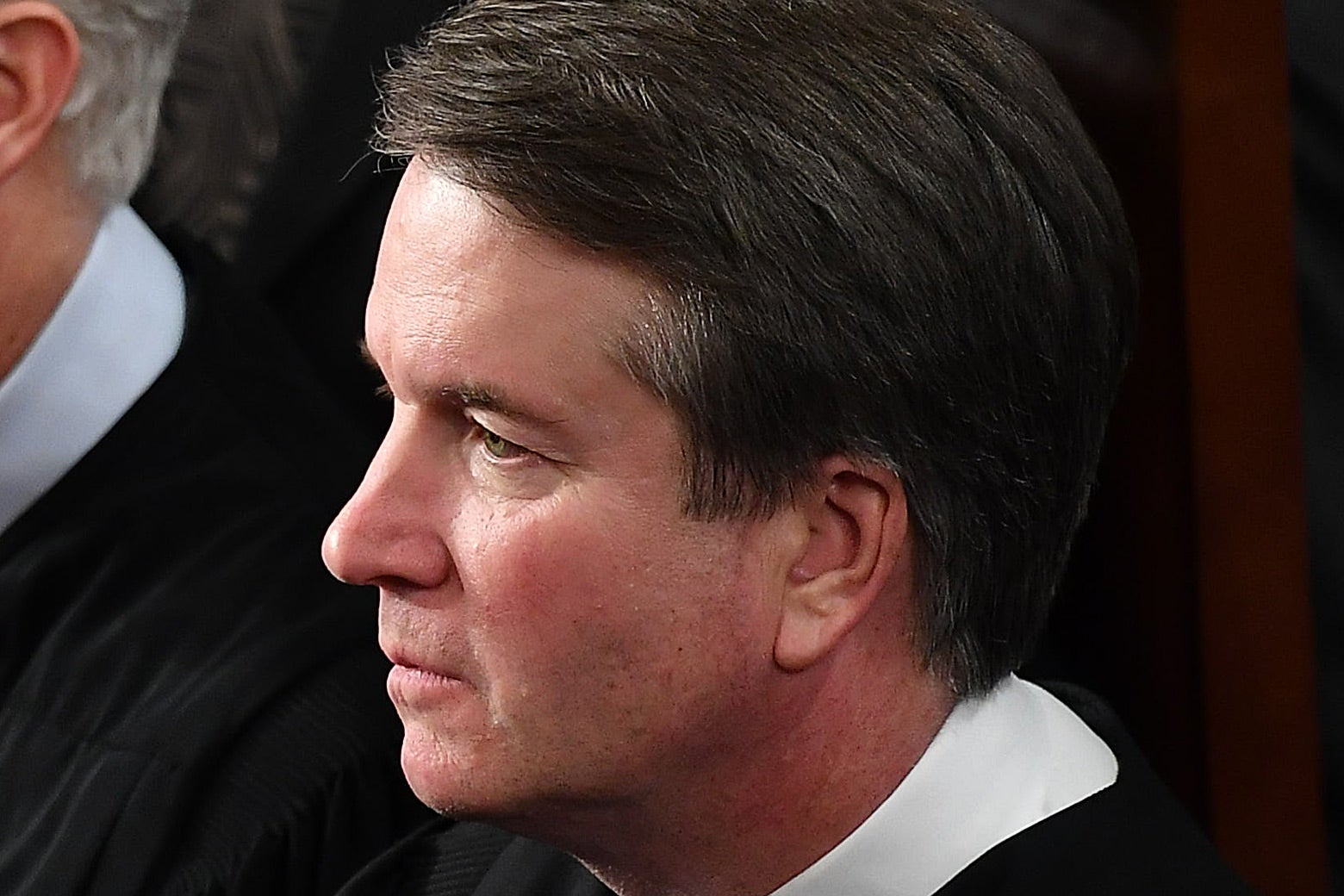 Brett Kavanaugh looks off-camera at the U.S. Capitol on Feb. 5.