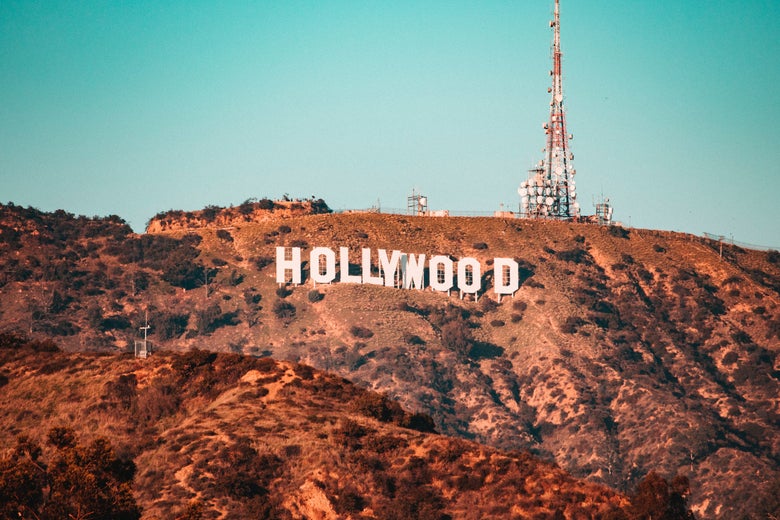 The Hollywood sign.