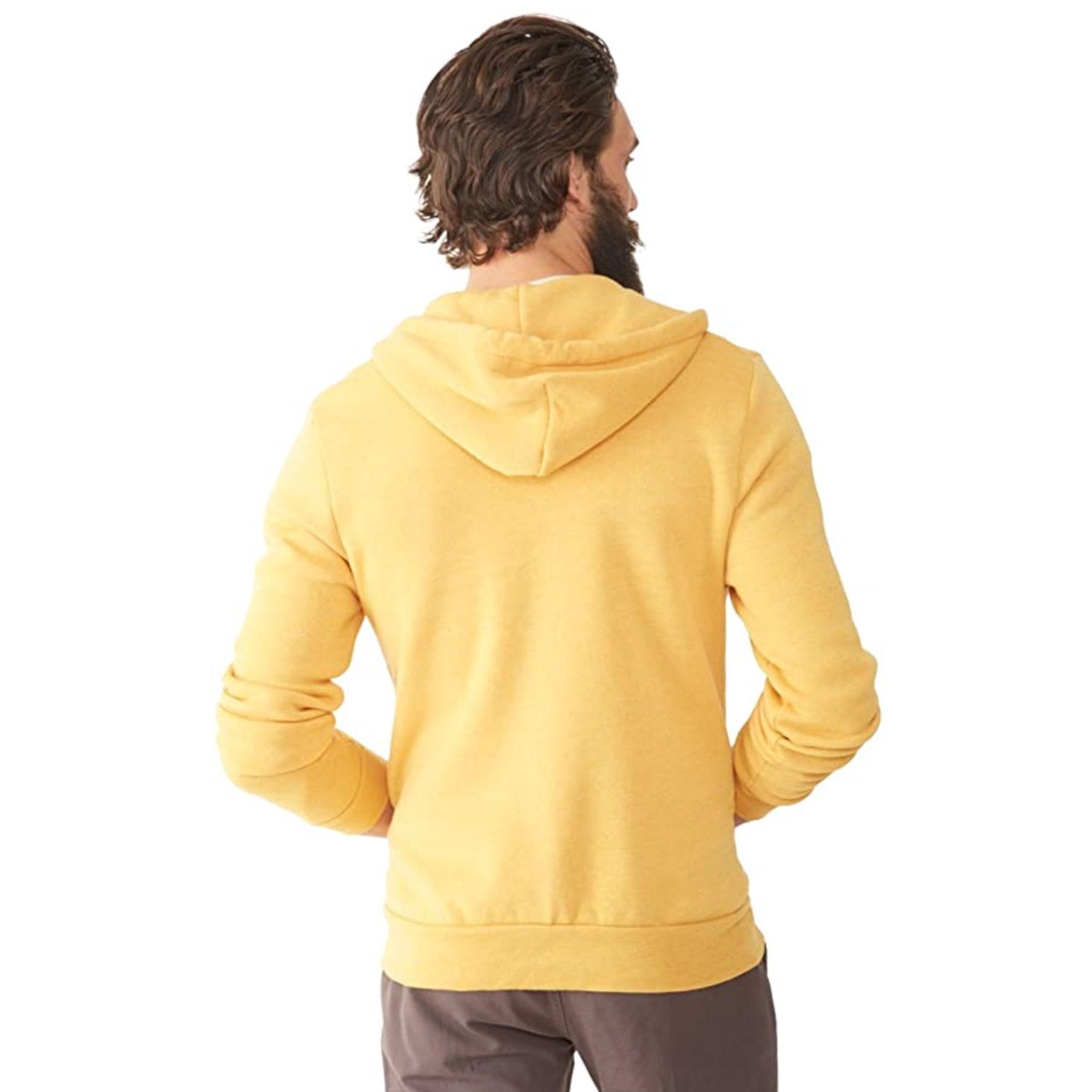 A man wearing a yellow sweatshirt.